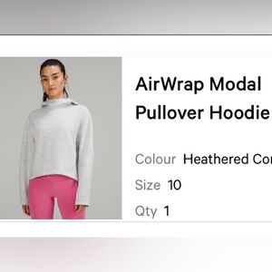 Lululemon Modal pullover hoodie. Size 10. Ultra light-weight.